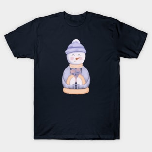 Christmas Snowman with Gift Box. T-Shirt